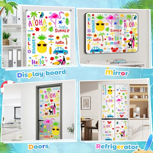 6-Pack Tropical Summer Window Clings – Reusable Gel Stickers for Glass