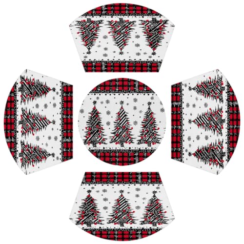 Buffalo Tree Christmas Placemats Set of 4 - Wedge & Round Holiday Table Decor
