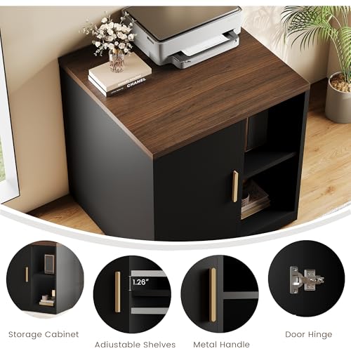 23-Inch Printer Stand with Storage Cabinet and Adjustable Shelves