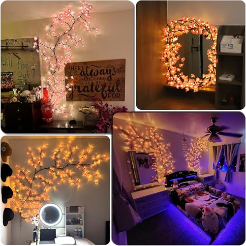 BHGNEJN 7.5 FT Pink Cherry Blossom LED Tree Lights with USB & Remote - 144 LEDs, 8 Modes, Timer
