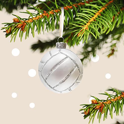 3.15" Glass Volleyball Christmas Ornament - Hand-Painted Holiday Decor