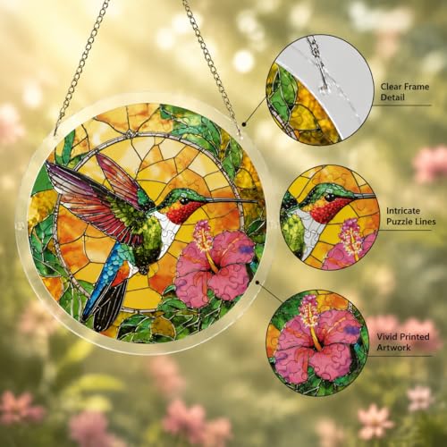 Hummingbird Acrylic Suncatcher Puzzle - 83-Piece DIY Window Hanging Kit