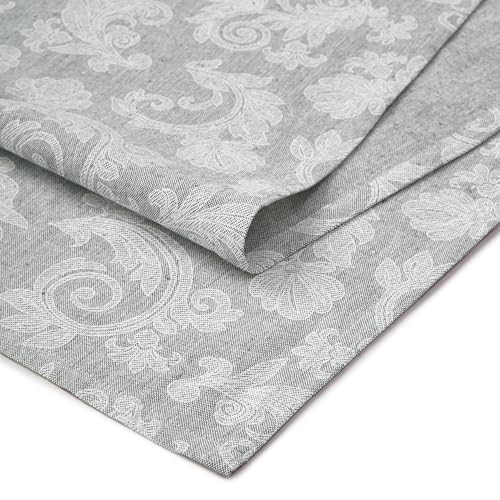 Encasa XO Floral Cotton Table Runner 13x59 in Grey - 4 Seater