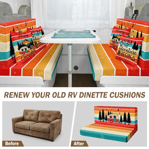 6-Piece RV Dinette Cushion Covers Set - Retro Sunset Design