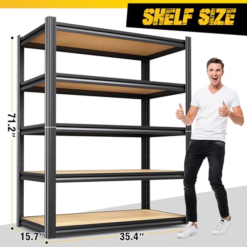 71" Heavy Duty Garage Shelving 5-Tier Adjustable Metal Storage Rack