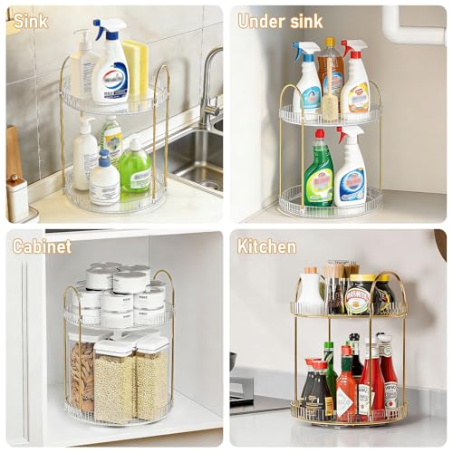 Anyoifax 2-Tier 360° Rotating Clear Makeup Organizer with Large Capacity