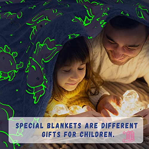 GEULAY Pink Axolotl Throw Blanket 50x60 in – Glow-in-the-Dark Kids/Teens Gift