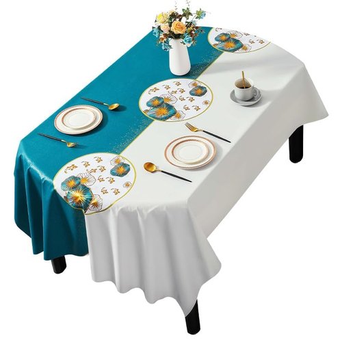 Maomoto Waterproof Rectangle PVC Tablecloth, Heavy Duty Vinyl Table Cloth Cover Oil Proof Spill Proof Wipeable Table Cloths for Indoor and Outdoor Use 55x87in (Blue)