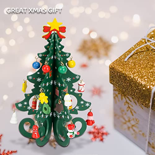 Spencer 2-Piece Wooden Mini Christmas Tree Set - 7.5 Inch Holiday Tabletop Decor