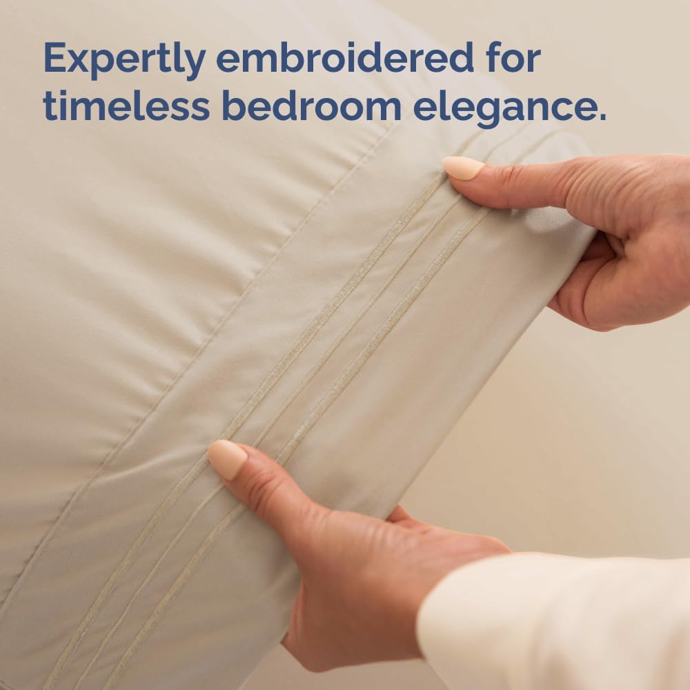 Skiennix Standard Pillow Cases Set of 4 - Ultra Soft Hotel Quality Covers - Machine Washable Wheat Color