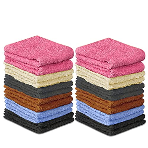 QUBA LINEN 100% Cotton Washcloth Set 24-Pack - 12x12 Absorbent Face Towels