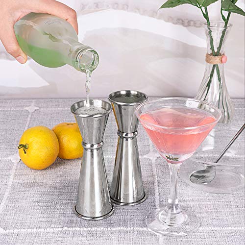 Stainless Steel Double Jigger Set for Cocktails - 1oz & 2oz Bartending Tools