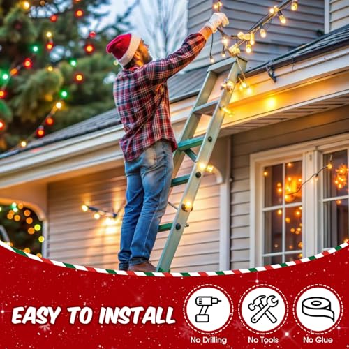 Hydream 100Pcs Christmas Light Clips Hooks for Outdoor Roof Eaves Gutter - White