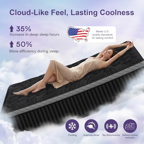 16-Inch King Size Hybrid Mattress, Cooling Euro-Top with 7-Zone Support