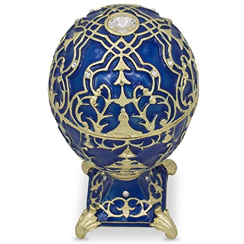 BestPysanky 1912 Tsarevich Royal Easter Egg Gold Plated Pewter Hand Painted Gift Box