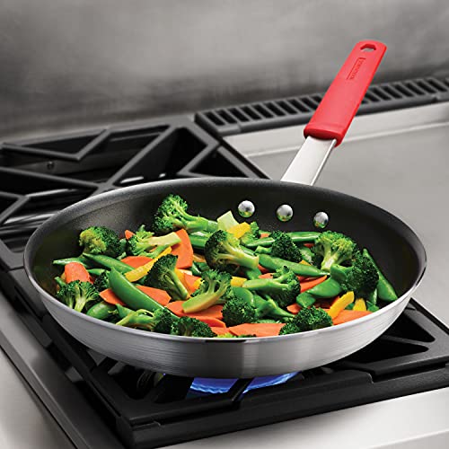 12-Inch Nonstick Frying Pan - Heavy-Gauge Aluminum Skillet with Red Grip