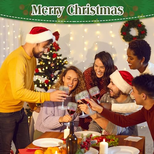 Nitial 6 Pcs Christmas Wine Glasses – Holly Berry 6.8 oz Stemmed Goblets (Variation: 6 / Holly Berry)