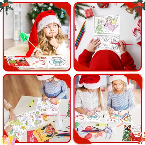 90shine 54Pcs Christmas Coloring Books Bulk for Kids — 54 Books, 6 Pages Each, Holiday Party Favors (Christmas-54pcs)