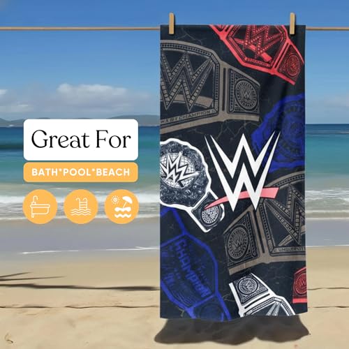 WWE Wrestling Oversized Cotton Beach Towel - Franco Official Licensed, 30x60 Inch, Large & Soft