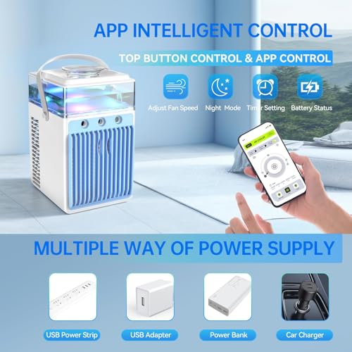 Portable Air Conditioner 5-in-1 Mini Fan with App Control and Water Tank