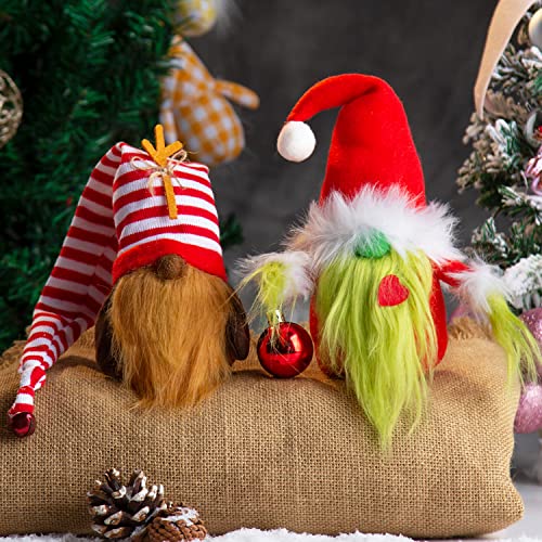 Christmas Gnome Decorations 2-Pack Handmade Scandinavian Plush Ornaments