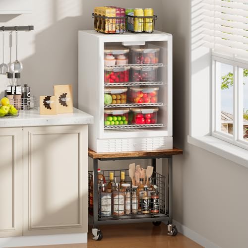 Heavy-Duty Mini Fridge Stand with Storage Drawer & Wheels (300 lb Capacity)