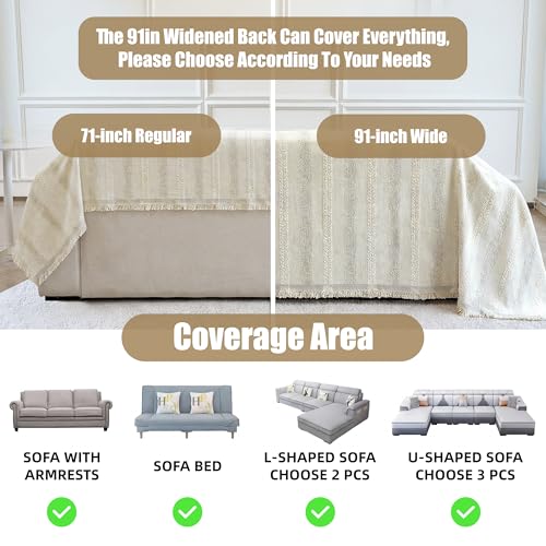 Washable Chenille Sofa Cover - Non-Slip Pet Furniture Protector (71" x 102")