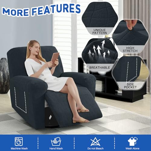 Waterproof Recliner Chair Covers - 3-Piece Washable Protector with Pockets