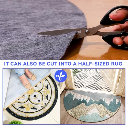 5 Ft Round Non-Slip Rug Pad, Waterproof Felt Carpet Cushion for Hardwood Floors