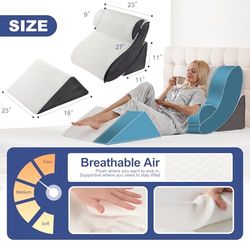 4PCS Adjustable Orthopedic Wedge Pillow Set for Pain Relief