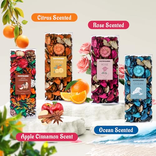 Citrus Scented Potpourri Set with Essential Oil - Decorative Vase Filler