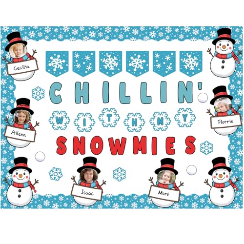 Motiskyy 76-Piece Winter Bulletin Board Set with Snowman Decor for Christmas & Holiday Parties