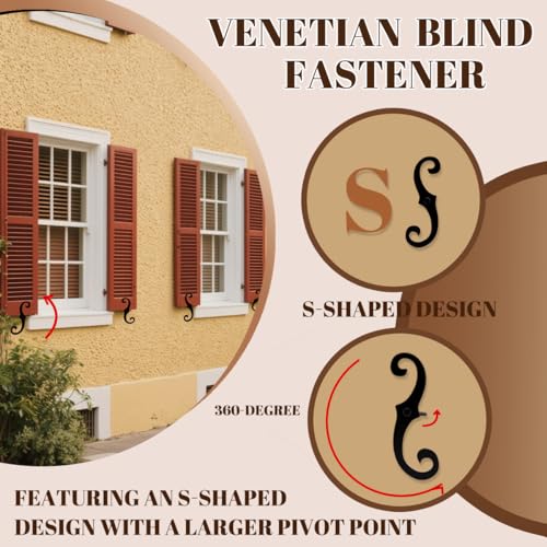6.5-Inch Iron Shutter Dogs, S-Shaped Decorative Exterior Shutter Fasteners