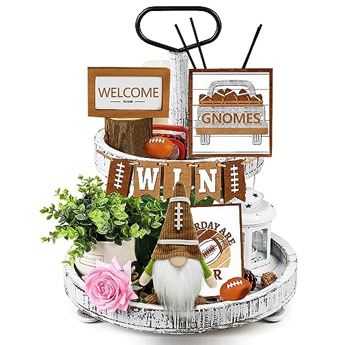 Football Rugby Gnome Plush Ornament Cute Sports Themed Tiered Tray Decor