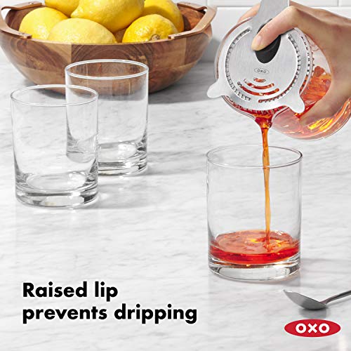OXO Steel Cocktail Strainer with Short Handle & Finger Rest - Bar Tool