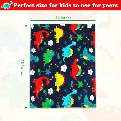 Plush Dinosaur Toddler Blanket – Soft Reversible Baby Blanket (30x40 In)