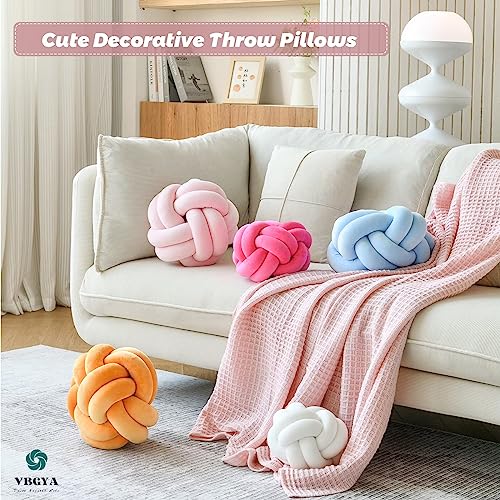 8-Inch Knot Ball Throw Pillow, Soft Velvet Decorative Round Cushion