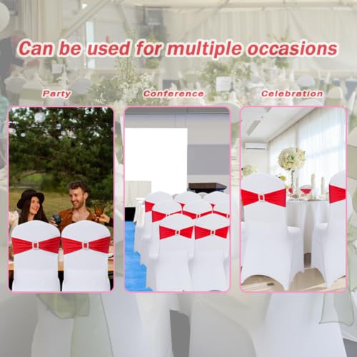 30 PCS Stretch Chair Sashes with Buckle Slider - Universal Elastic Ties for Events