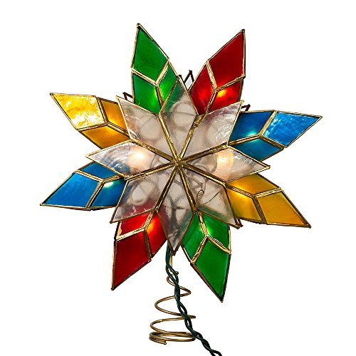 Multi-Color Capiz Star Christmas Tree Topper with 10 Lights (9-Inch)