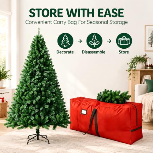 NIISDROP 5 FT Green Artificial Christmas Tree with Hinged Branches, Bag & Gloves - 4ft 11in Variant