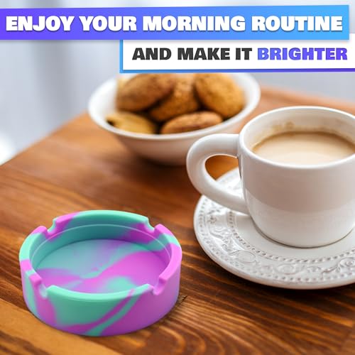 3-Pack Silicone Ashtray Set, Heat-Resistant Non-Stick Round Ash Tray