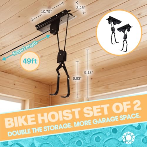 Bicycle Ceiling Hoist 2-Pack 100 lb Capacity Garage Storage Lift