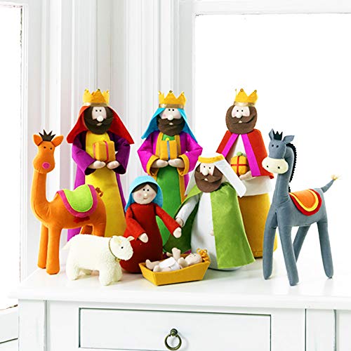 Large Plush Fabric Christmas Nativity Set - 9 Piece 15.5 Inch Statues