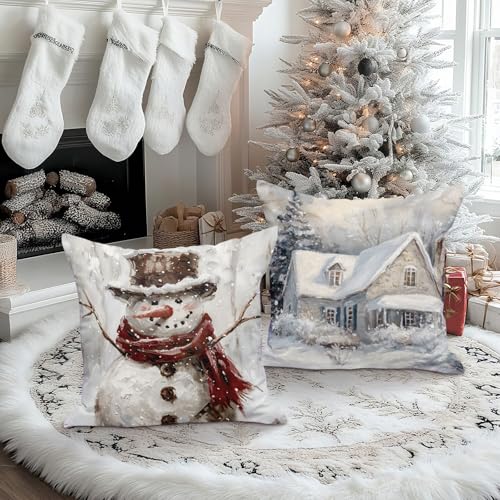 Lanpn 16x16 Christmas Throw Pillow Covers Set of 4 Holiday Decorative Pillowcases