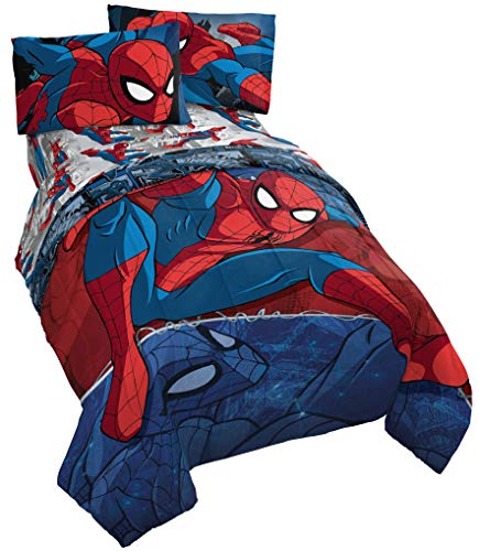 Marvel Spiderman Twin Comforter Set - 4 Piece Kids Bedding Bed in a Bag