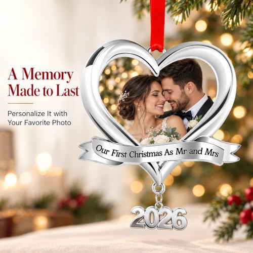Our First Christmas Married Personalized Photo Ornament 2026 As Mr.