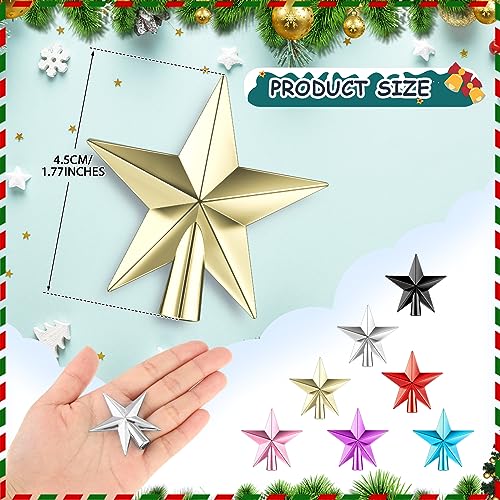 Hanaive Gold Mini Christmas Tree Topper Star 1.77 Inch Plated Holiday Decor