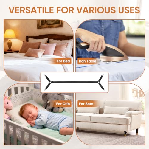 Adjustable Bed Sheet Holder Straps - 2Pcs Elastic Grippers for Fitted Sheets