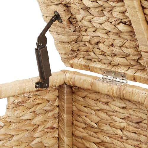 30-Inch Wicker Storage Chest with Lid, Safety Hinge, and Cut-Out Handles