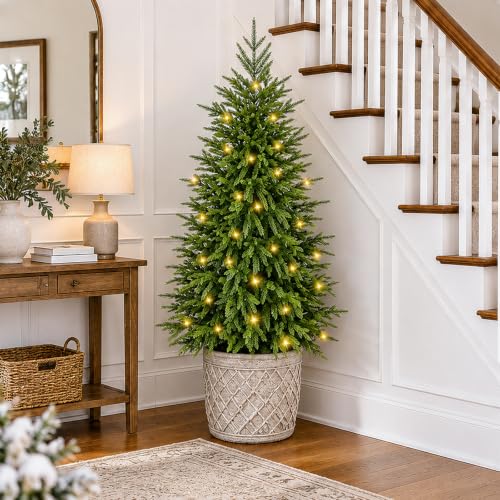 4FT Artificial Norfolk Pine Christmas Tree with Lights - Prelit Holiday Decor